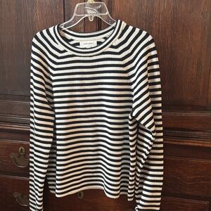 Banana Republic Black and White Striped Crew Neck Sweater